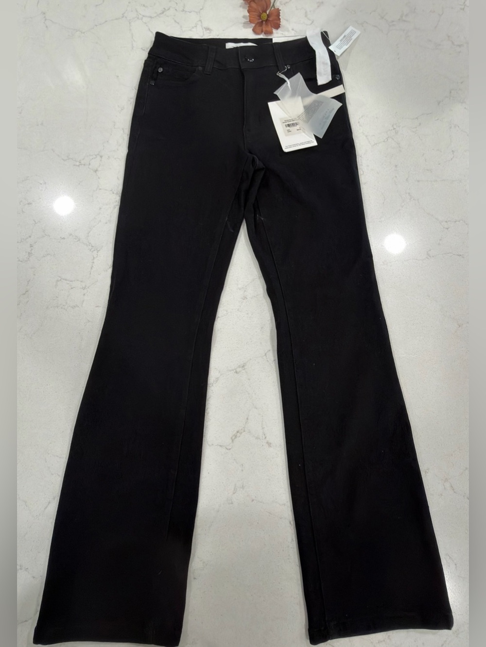 Tahari Black Classic Straight Mid rise mini boot Dress Pants